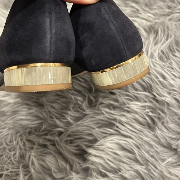 Tory Burch Black and Navy Flats with Gold Accent - Picture 3 of 7
